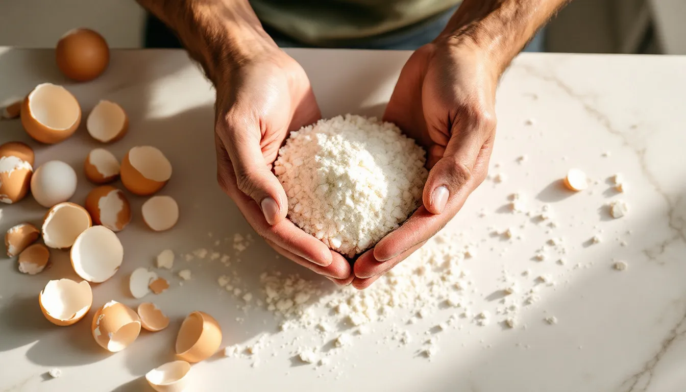 Représenatation de comment utiliser les coquilles d'œufs pour la musculation