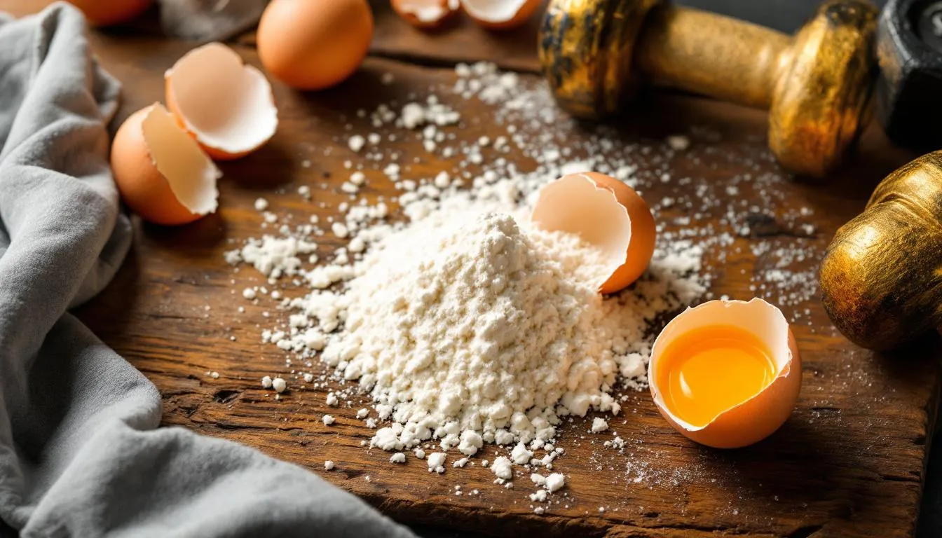 Représenatation de complément alimentaire à base d'oeuf musculation