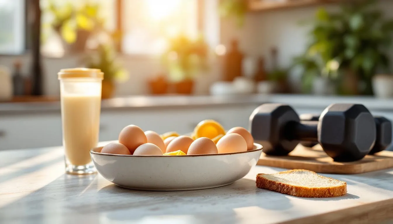 Représenatation de oeufs bio ou oeufs de poules élevées en plein air musculation