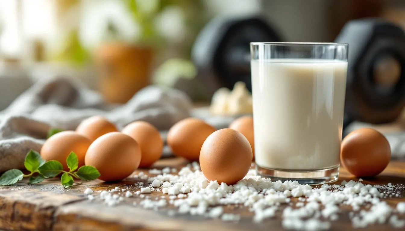 Représenatation de oeufs et calcium pour la santé osseuse musculation
