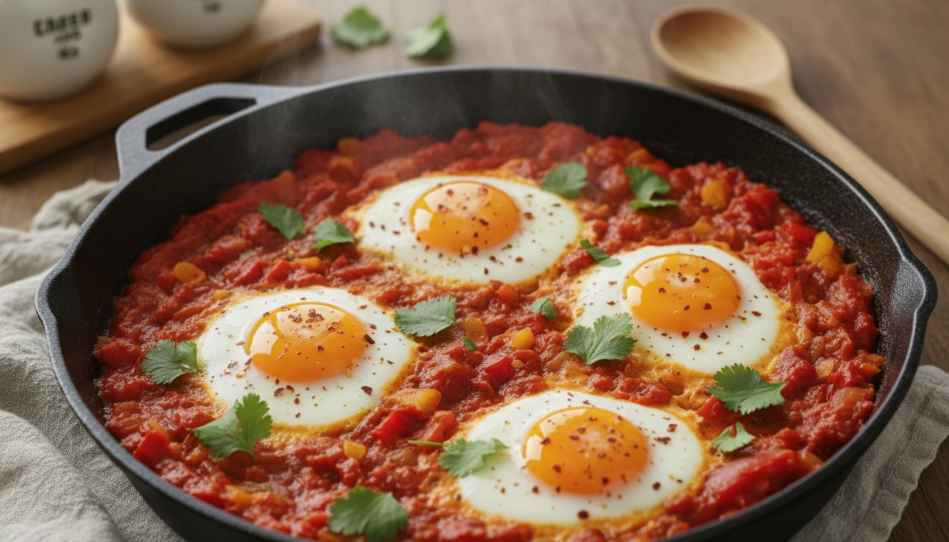 Représenatation de shakshuka aux oeufs protéinée musculation
